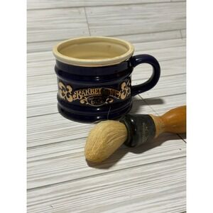 Vintage Barbershop Old Fashioned Luxury Shaving Mug and Brush Set Cobalt Blue